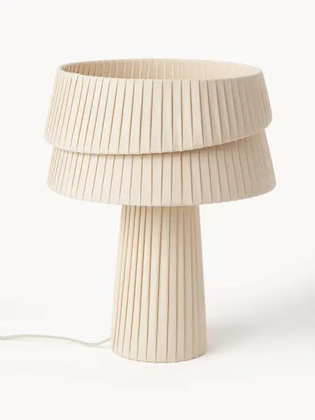 Lampe de table avec abat-jour asymétrique Nyla, Beige, Ø 35 x haut. 44 cm