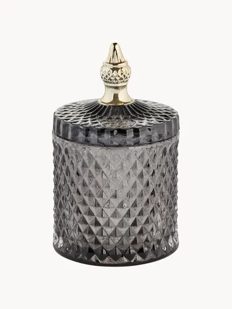 Boîte de rangement Myan, Verre, Anthracite, doré, Ø 10 x haut. 18 cm