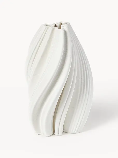 3D gedruckte Vase Melody aus Porzellan, Porzellan, Weiß, Ø 18 x H 29 cm
