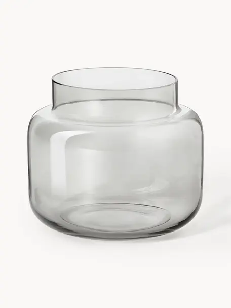 Glazen vaas Lasse van glas, Glas, Grijs, transparant, Ø 16 x H 14 cm