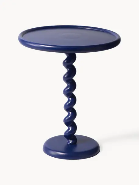 Table d'appoint ronde Twister, Aluminium, revêtement par poudre, Bleu foncé, Ø 46 x haut. 56 cm
