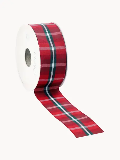 Dárková stuha Scotch, 98 % polyester, 2% poniklovaný drát, Červená, bílá, zelená, Š 3 cm, D 1 500 cm