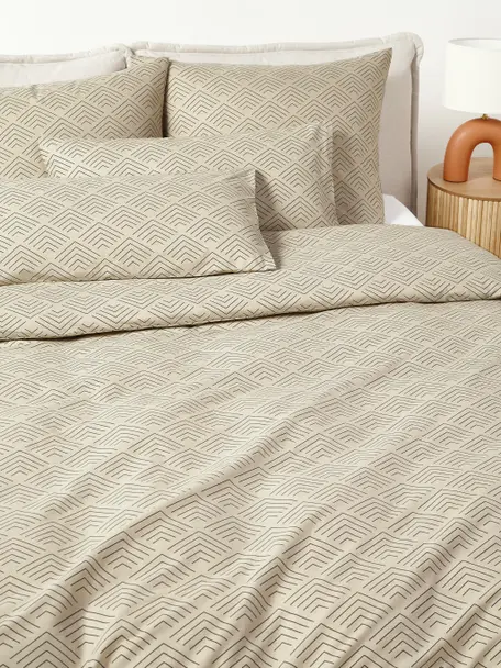 Funda nórdica de algodón estampado Milano, Beige, Cama 90 cm (155 x 220 cm)