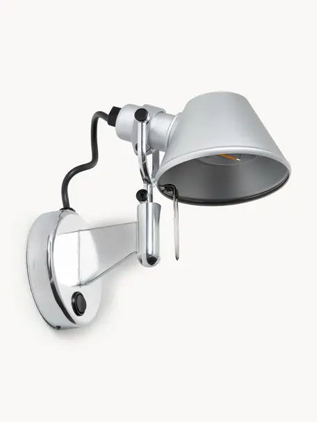 Wandstrahler Tolomeo Micro Faretto, verstellbar, Aluminium, beschichtet, Silberfarben, B 21 x H 20 cm