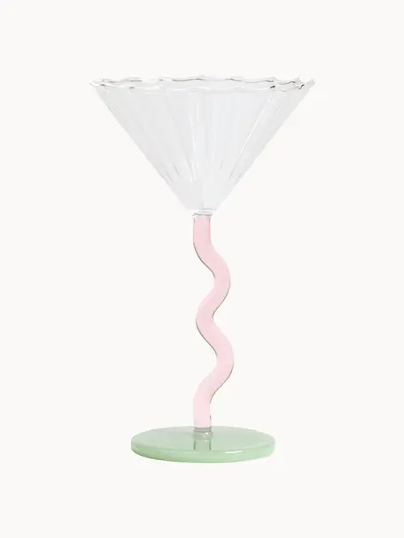 Bicchieri da cocktail Curve 2 pz, Vetro, Trasparente, lilla, verde chiaro, Ø 17 x Alt. 10 cm, 150 ml