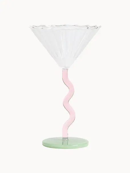 Bicchieri da cocktail in vetro borosilicato Curve 2 pz, Vetro borosilicato, Trasparente, lilla, verde chiaro, Ø 17 x Alt. 10 cm, 150 ml