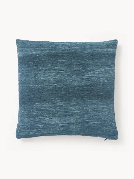 Housse de coussin texturée Aline, 100 % polyester, Bleu, larg. 45 x long. 45 cm