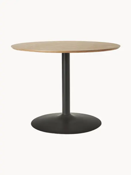 Ronde eettafel Menorca, Ø 100 cm, Tafelblad: MDF met essenhoutfineer, Essenhout, zwart, Ø 100 cm