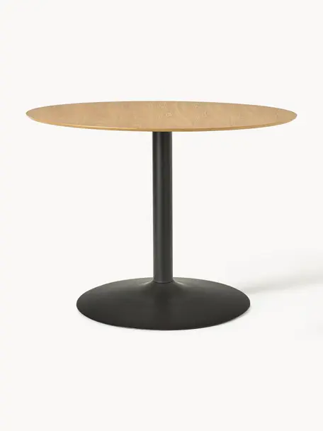 Table ronde avec placage en frêne Menorca, Ø 100 cm, Bois de frêne, noir, Ø 100 cm