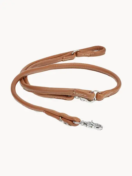 Laisse pour chien en cuir nappa Amici, tailles variées, Brun, long. 200 x larg. 0,6 cm