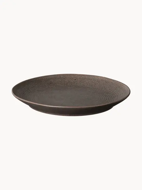 Ručne vyrobený raňajkový tanier Kumi, 6 ks, Glazúrovaná kamenina, Sivobéžová, Ø 21 cm