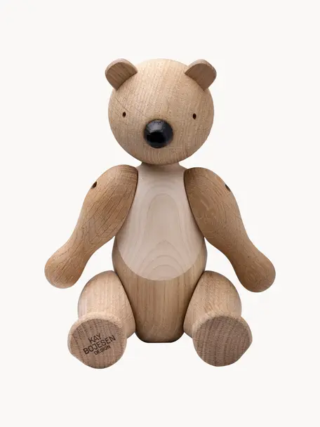 Figura decorativa de madera de roble artesanal Bär, Madera de roble, Madera clara, An 16 x Al 25 cm