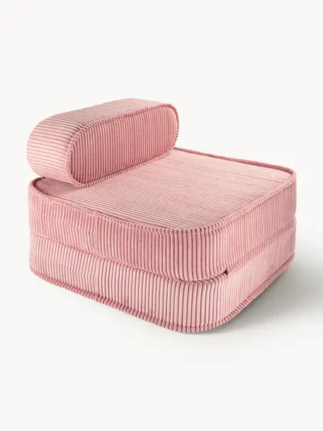 Fauteuil pliant en velours côtelé pour enfant Sugar, Velours côtelé vieux rose, larg. 60 x prof. 65 cm