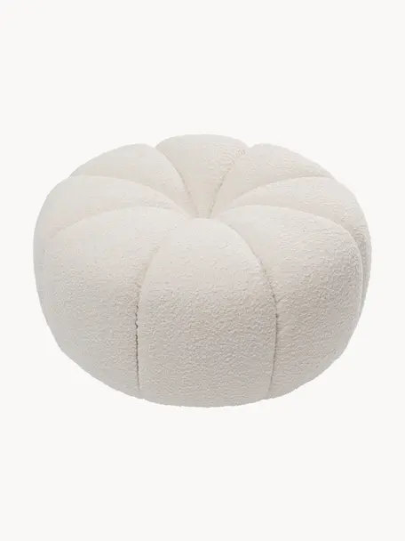 Puf en tejido bouclé Peppo Lounge, Tapizado: 100% poliéster (Bouclé), Estructura: madera contrachapada, Bouclé blanco, Ø 76 x Al 39 cm