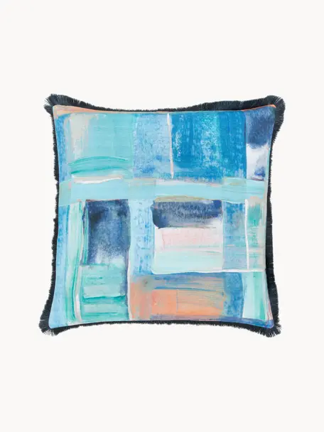 Poťah na vankúš so strapcami Colori, Odtiene modrej, Š 50 x D 50 cm