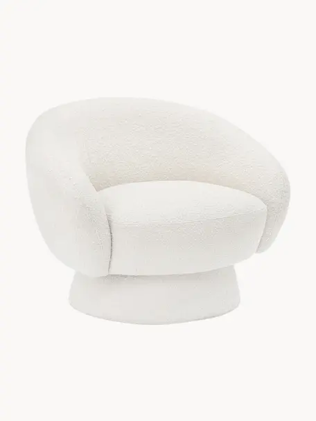 Sillón en tejido bouclé Ted, Tapizado: poliéster Alta resistenci, Estructura: madera de pino, madera co, Bouclé blanco, An 93 x F 82 cm