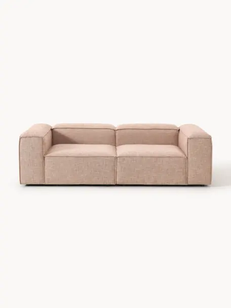 Modulares Sofa Lennon (3-Sitzer) aus Leinen-Mix, Bezug: 50 % Viskose, 25 % Leinen, Gestell: Fichtenholz, Sperrholz, m, Füße: Kunststoff Dieses Produkt, Leinen-Mix Rostrot, B 238 x T 119 cm