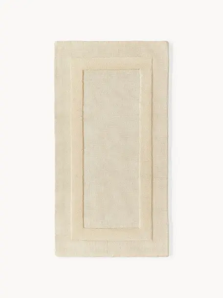 Tappeto in cotone tessuto a mano con motivo in rilievo Dania, 100% cotone certificato GRS, Beige, Larg. 80 x Lung. 150 cm (taglia XS)
