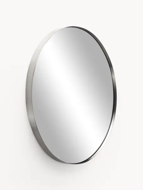 Specchio rotondo da parete Lacie, Cornice: metallo rivestito, Superficie dello specchio: lastra di vetro, Argentato, Ø 55 cm