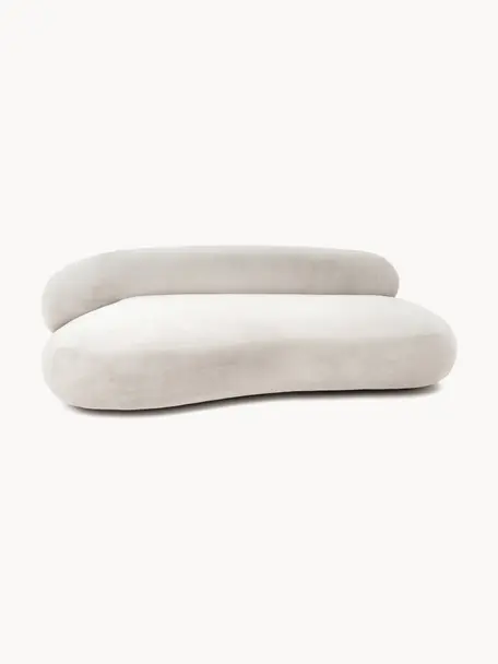 Nierensofa Alba (3-Sitzer), Bezug: 97% Polyester, 3% Nylon D, Gestell: Massives Fichtenholz, FSC, Füße: Kunststoff, Webstoff Cremeweiß, B 235 x T 114 cm, Rückenlehne links