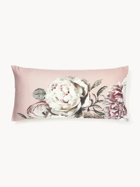 Povlaky na polštáře z bavlněného saténu s květinovým potiskem Blossom, 2 ks, Světle růžová, více barev, Š 40 cm, D 80 cm