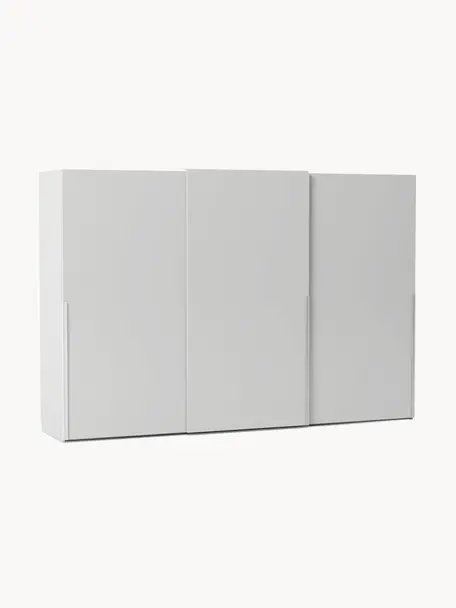 Armario modular Leon, 3 puertas correderas (300 cm), diferentes variantes, Estructura: tablero aglomerado revest, Gris claro, Interior Basic (An 300 x Al 200 cm)