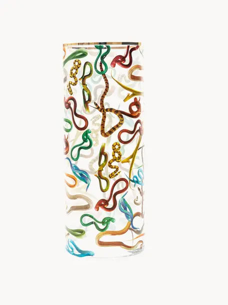 Glas-Vase Snakes, H 50 cm, Vase: Glas, Rand: Gold, Snakes, Ø 20 x H 50 cm