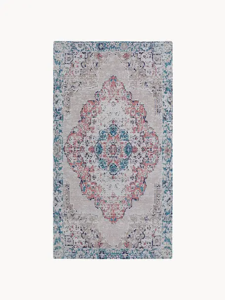 Chenille vloerkleed Avignon in vintage stijl, Blauwtinten, patroon, B 80 x L 150 cm (maat XS)