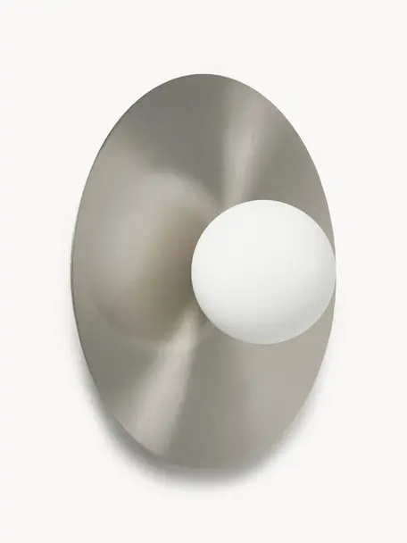 Wand- und Deckenleuchte Starling, Lampenschirm: Opalglas, Silberfarben, Weiss, Ø 33 x T 14 cm