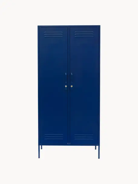 Malá šatní skříň The Twinny, Ocel s práškovým nástřikem, Tmavě modrá, Š 85 cm, V 183 cm