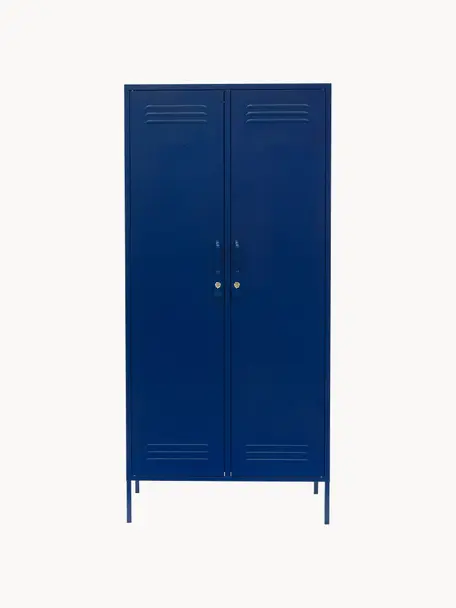 Kleiner Kleiderschrank The Twinny, Stahl, pulverbeschichtet, Dunkelblau, B 85 x H 183 cm