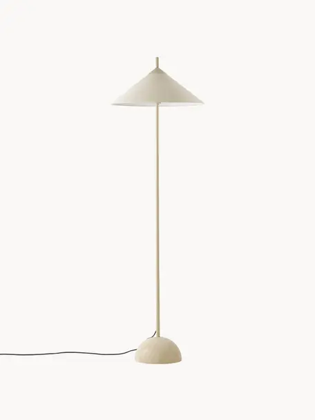 Stehlampe Vica mit Marmorfuß, Lampenschirm: Leinen (100 % Polyester), Lampenfuß: Metall, pulverbeschichtet, Beige, H 160 cm