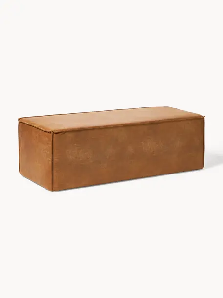 Čalouněná lavice z recyklované kůže Sanja, Hnědá, Š 122 cm, H 54 cm