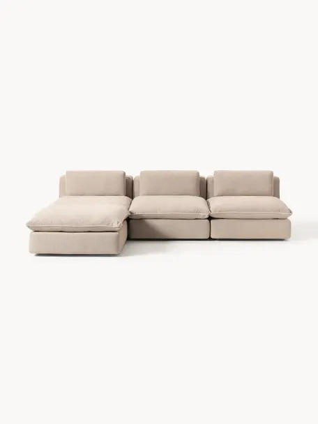 Canapé d'angle modulable XL avec pouf Felix, Tissu beige, larg. 300 x prof. 250 cm