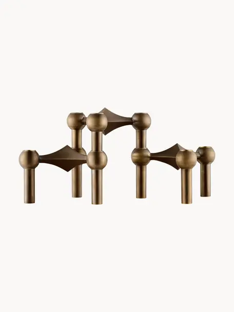 Set di 3 candelabri Stoff Nagel, Ottone spazzolato, Ottone opaco, (1 pezzo) Ø 10 x Alt. 7 cm