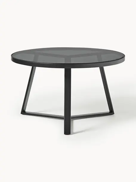 Tavolino rotondo da salotto Fortunata, Struttura: metallo spazzolato, Trasparente, nero, Ø 70 cm