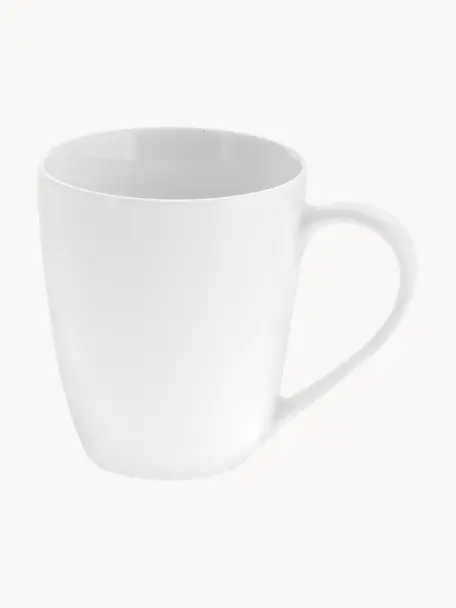 Porzellan-Tassen Delight, 4 Stück, Porzellan, Weiß, Ø 9 x H 10 cm, 350 ml