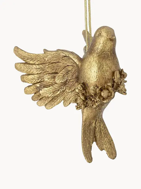 Vianočná ozdoba v tvare vtáka Jaylyn, Polymérová živica, Odtiene zlatej, Š 13 x V 13 cm