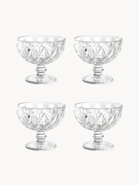 Verres à cocktails avec motif texturé Colorado, 4 pièces, Verre, Transparent, Ø 12 x haut. 10 cm, 260 ml