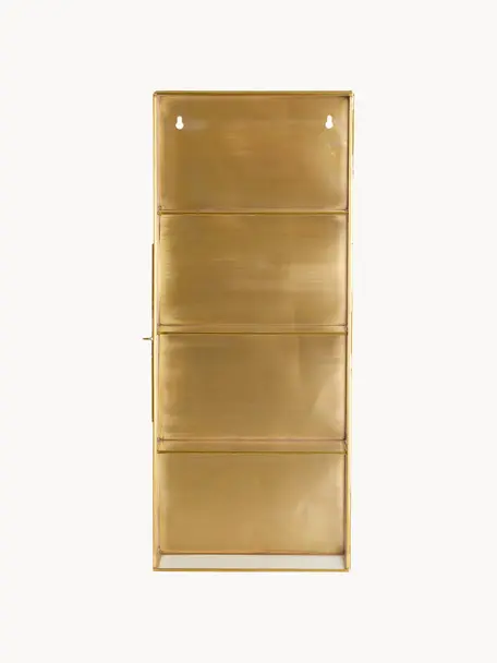 Kovová nástěnná police se skleněnými poličkami Ada, Zlatá, Š 25 cm, V 60 cm