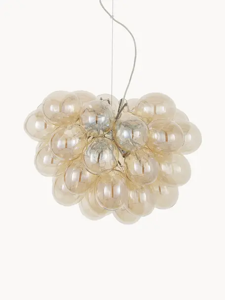 Hanglamp met glazen bollen Gross, Beige, transparant, Ø 50 x H 45 cm