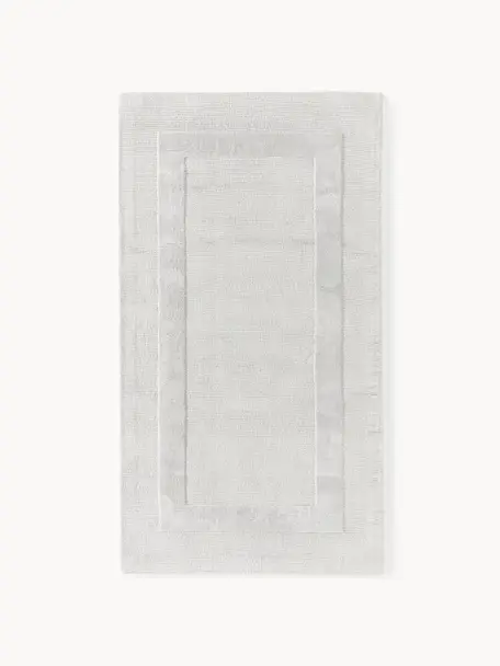 Tappeto in cotone tessuto a mano con motivo in rilievo Dania, 100% cotone certificato GRS, Grigio chiaro, Larg. 80 x Lung. 150 cm (taglia XS)