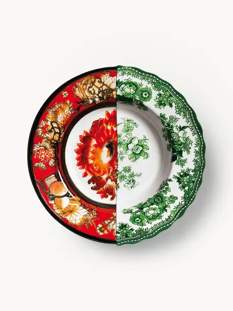 Platos hondos artesanales Hybrid, 2 uds., Porcelana Bone China, Multicolor, Ø 26 cm