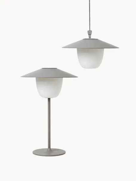 Mobile dimmbare LED-Außenleuchte Ani zum Hängen oder Stellen, Lampenschirm: Aluminium, Lampenfuß: Aluminium, beschichtet, Grau, Weiß, Ø 22 x H 33 cm