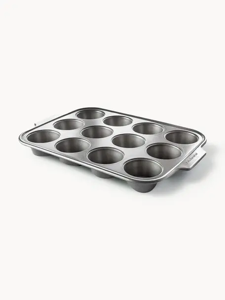 Stampi per muffin con rivestimento antiaderente Bakery, Acciaio alluminato, Grigio scuro, Lung. 37 x Larg. 29 x Alt. 5 cm