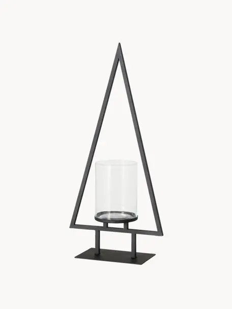 Windlicht Fenny van metaal, Frame: gecoat metaal, Zwart, B 35 x H 75 cm