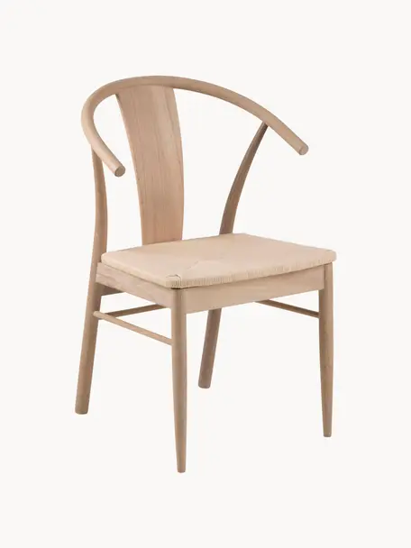 Dřevěná židle s područkami a výpletem Janik, Dubové dřevo, Š 54 cm, H 54 cm