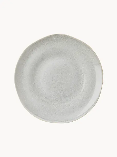 Ručně vyrobené mělké talíře z kameniny Manor, 4 ks, Kamenina, Světle šedá s béžovým okrajem, Ø 29 cm, V 4 cm