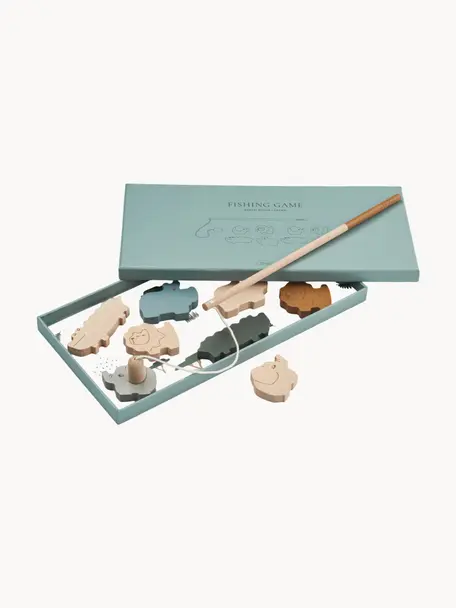 Set de jeu de pêche en bois de hêtre Sebastian, 9 élém., Bois de hêtre, laqué, Bois de hêtre, multicolore, Lot de différentes tailles