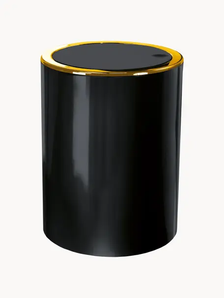 Poubelle design avec couvercle à bascule Golden Clap, Plastique, Noir, 5 L